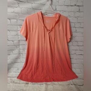 Livi V Neck Lace Up Pink Pop Over Pink Short Sleeve 18-22 Front Pocket